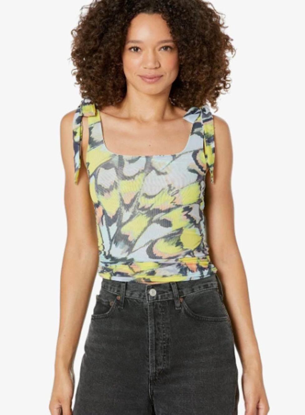 Free People Avenue Tank Mint Combo Tie Shoulders Green Blue Lined Mesh XS NWT